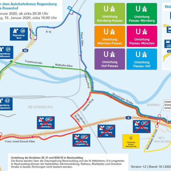 A3-Ausbau bei Regensburg Vollsperrung der A3 ab Samstagabend