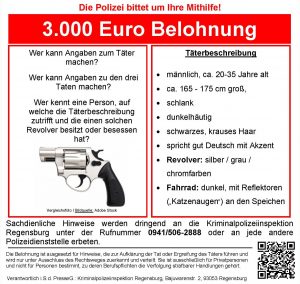 KPI Regensburg EG West - Fahndungsplakat Deutsch